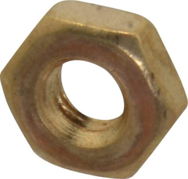 Value Collection - #10-32 UNF Brass Right Hand Machine Screw Hex Nut - 3/8" Across Flats, 1/8" High, Uncoated - Caliber Tooling