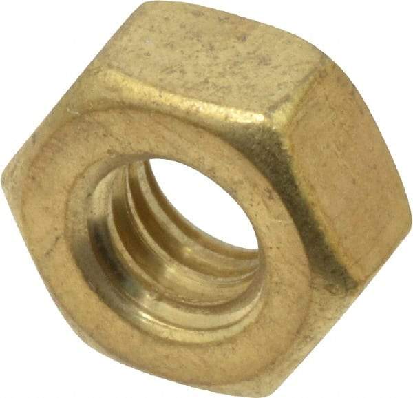 Value Collection - 1/4-20 UNC Brass Right Hand Hex Nut - 7/16" Across Flats, 7/32" High, Uncoated - Caliber Tooling