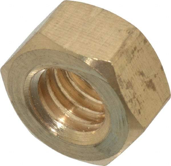 Value Collection - 5/16-18 UNC Brass Right Hand Hex Nut - 1/2" Across Flats, 17/64" High, Uncoated - Caliber Tooling