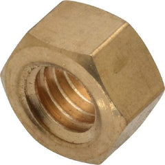 Value Collection - 3/8-16 UNC Brass Right Hand Hex Nut - 9/16" Across Flats, 21/64" High, Uncoated - Caliber Tooling