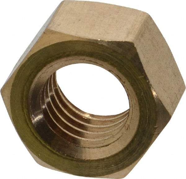 Value Collection - 1/2-13 UNC Brass Right Hand Hex Nut - 3/4" Across Flats, 7/16" High, Uncoated - Caliber Tooling