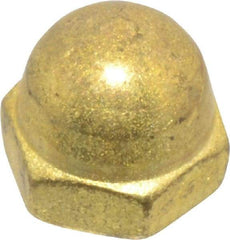 Value Collection - #6-32 UNC, 5/16" Width Across Flats, Uncoated, Brass Acorn Nut - 1/4" Overall Height - Caliber Tooling