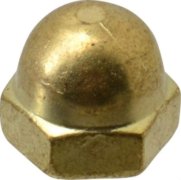 Value Collection - #8-32 UNC, 5/16" Width Across Flats, Uncoated, Brass Acorn Nut - 1/4" Overall Height - Caliber Tooling