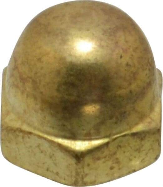 Value Collection - #10-24 UNC, 3/8" Width Across Flats, Uncoated, Brass Acorn Nut - 9/32" Overall Height - Caliber Tooling