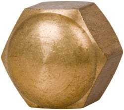 Value Collection - 1/2-13" UNC, 3/4" Width Across Flats, Uncoated, Brass Acorn Nut - 9/16" Overall Height - Caliber Tooling