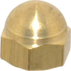 Value Collection - #10-32 UNF, 3/8" Width Across Flats, Uncoated, Brass Acorn Nut - 11/32" Overall Height - Caliber Tooling