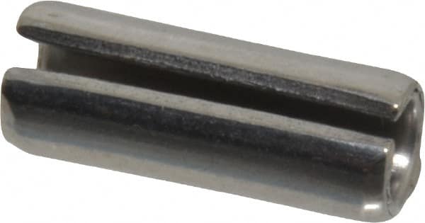 Made in USA - 3/8" Diam x 1" Long Slotted Spring Pin - Grade 420 Stainless Steel, Bright Finish - Caliber Tooling