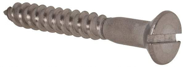 Value Collection - #10, 1-1/2" OAL, Slotted Drive, Flat Head Wood Screw - Stainless Steel, Grade 18-8 - Caliber Tooling