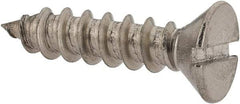 Value Collection - #12, 1" OAL, Slotted Drive, Flat Head Wood Screw - Stainless Steel, Grade 18-8 - Caliber Tooling