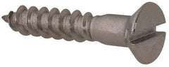 Value Collection - #12, 1-1/4" OAL, Slotted Drive, Flat Head Wood Screw - Stainless Steel, Grade 18-8 - Caliber Tooling