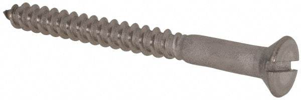 Value Collection - #12, 2-1/2" OAL, Slotted Drive, Flat Head Wood Screw - Stainless Steel, Grade 18-8 - Caliber Tooling