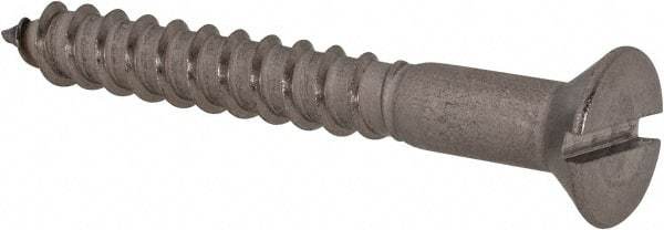 Value Collection - #14, 2" OAL, Slotted Drive, Flat Head Wood Screw - Stainless Steel, Grade 18-8 - Caliber Tooling