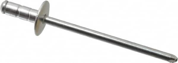 RivetKing - Size 41-43 Large Flange Dome Head Aluminum Multi Grip Blind Rivet - Steel Mandrel, 0.02" to 1/8" Grip, 3/8" Head Diam, 0.129" to 0.133" Hole Diam, 0.313" Length Under Head, 1/8" Body Diam - Caliber Tooling