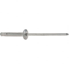 RivetKing - Dome Head Aluminum Plus Blind Rivet - Aluminum Mandrel, 1/8" to 3/8" Grip, 0.312" Head Diam, 0.129" to 0.143" Hole Diam, 0.975" Length Under Head, 1/8" Body Diam - Caliber Tooling