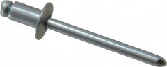 RivetKing - Size 62 Dome Head Steel Open End Blind Rivet - Steel Mandrel, 0.02" to 1/8" Grip, 3/8" Head Diam, 0.192" to 0.196" Hole Diam, 0.325" Length Under Head, 3/16" Body Diam - Caliber Tooling