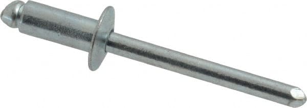 RivetKing - Size 64 Dome Head Steel Open End Blind Rivet - Steel Mandrel, 0.188" to 1/4" Grip, 3/8" Head Diam, 0.192" to 0.196" Hole Diam, 0.45" Length Under Head, 3/16" Body Diam - Caliber Tooling