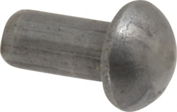 RivetKing - 1/8" Body Diam, Round Steel Solid Rivet - 1/4" Length Under Head - Caliber Tooling