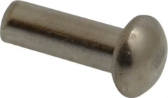 RivetKing - 1/8" Body Diam, Round Uncoated Stainless Steel Solid Rivet - 3/8" Length Under Head, Grade 18-8 - Caliber Tooling