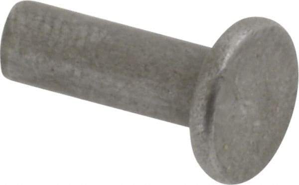 RivetKing - 1/8" Body Diam, Flat Uncoated Steel Solid Rivet - 3/8" Length Under Head - Caliber Tooling