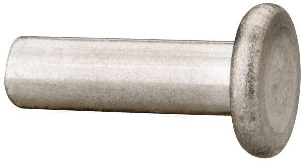 RivetKing - 3/16" Body Diam, Flat Uncoated Aluminum Solid Rivet - 5/8" Length Under Head, Grade 1100F - Caliber Tooling