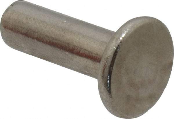 RivetKing - 1/4" Body Diam, Flat Uncoated Stainless Steel Solid Rivet - 3/4" Length Under Head, Grade 18-8 - Caliber Tooling