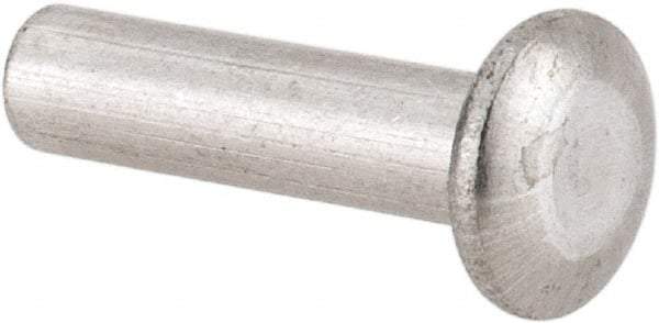 RivetKing - 1/8" Body Diam, Universal Uncoated Aluminum Solid Rivet - 1/2" Length Under Head, Grade 1100F - Caliber Tooling