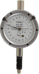 Fowler - 1/8" Range, 0-20-0 Dial Reading, 0.0005" Graduation Dial Drop Indicator - Revolution Counter - Caliber Tooling