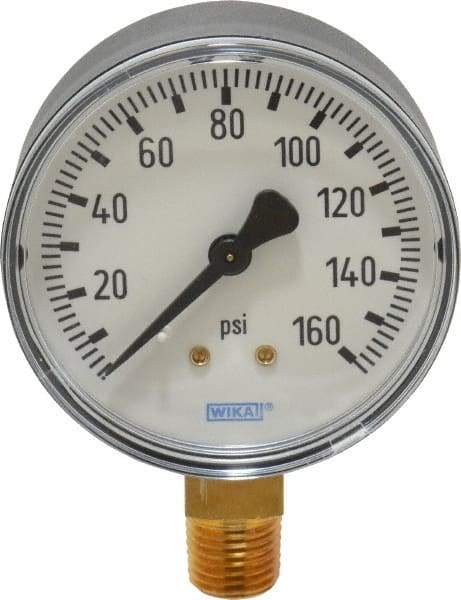 Wika - 2-1/2" Dial, 1/4 Thread, 0-160 Scale Range, Pressure Gauge - Lower Connection Mount, Accurate to 3-2-3% of Scale - Caliber Tooling