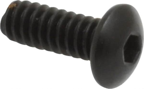 Holo-Krome - #6-32 UNC Hex Socket Drive, Button Screw - Alloy Steel, Black Oxide Finish, Fully Threaded, 3/8" Length Under Head - Caliber Tooling