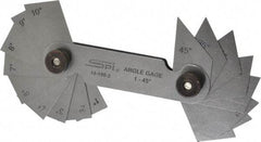 SPI - 20 Piece Spring Steel Angle Gage Set - 1 to 45° Primary Angle - Caliber Tooling