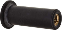 Au-Ve-Co Products - #10-32, 0.562" Diam x 0.051" Thick Flange, Rubber Insulated Rivet Nut - UNF Thread, Neoprene, 1" Long x 3/8" Body Diam, 1.051" OAL - Caliber Tooling