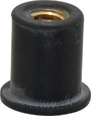 Au-Ve-Co Products - 1/4-20, 5/8" Diam x 0.051" Thick Flange, Rubber Insulated Rivet Nut - UNC Thread, Neoprene, 19/32" Long x 1/2" Body Diam, 0.641" OAL - Caliber Tooling