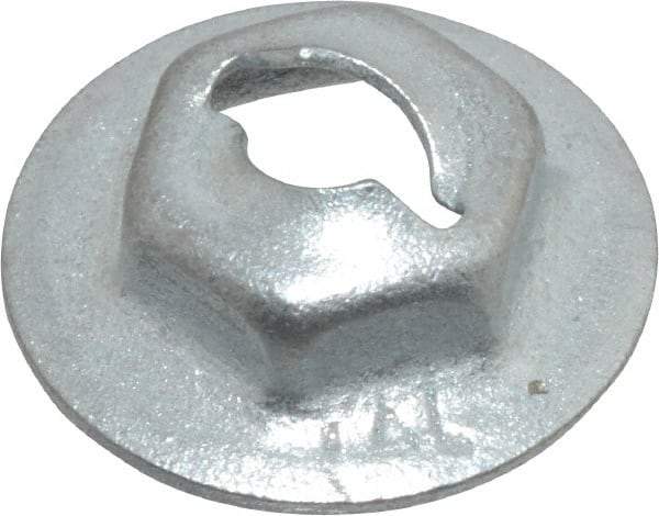 Value Collection - 5/32" Hole Diam, 9/16" OD, 3/8" Width Across Flats Washer Lock Nut - Zinc-Plated Spring Steel, For Use with Non Threaded Fasteners - Caliber Tooling