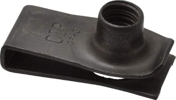 Au-Ve-Co Products - 5/16-18 Screw, 0.025 to 0.15" Thick, Spring Steel Extruded Tapped Hole U Nut - 27/32" Center Edge, Black Phosphate Finish - Caliber Tooling