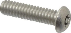 Made in USA - 1/4-20 UNC, 1" Length Under Head Torx Drive Machine Screw - Button Head, Grade 18-8 Stainless Steel, Uncoated, Without Washer - Caliber Tooling