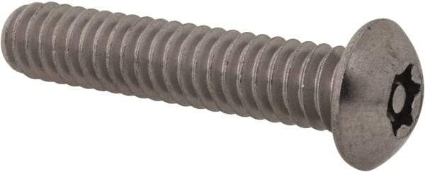 Made in USA - 1/4-20 UNC, 1-1/4" Length Under Head Torx Drive Machine Screw - Button Head, Grade 18-8 Stainless Steel, Uncoated, Without Washer - Caliber Tooling