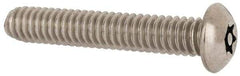 Made in USA - 1/4-20 UNC, 1-1/2" Length Under Head Torx Drive Machine Screw - Button Head, Grade 18-8 Stainless Steel, Uncoated, Without Washer - Caliber Tooling