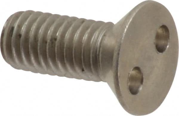 Made in USA - #10-32 UNF, 1/2" OAL Spanner Drive Machine Screw - Flat Head, Grade 18-8 Stainless Steel, Uncoated, Without Washer - Caliber Tooling