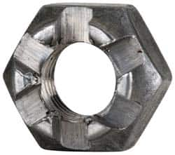 Value Collection - 1/4-28 UNF Grade 5 Steel Castle Locknut - 7/16" Width Across Flats, 9/32" High, Uncoated - Caliber Tooling