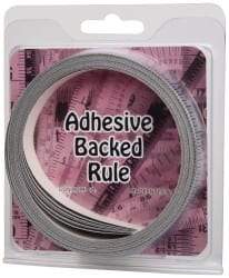 Made in USA - 30 Ft. Long x 1/2 Inch Wide, 1/16 Inch Graduation, Silver, Mylar Adhesive Tape Measure - Reads Left to Right, Horizontal Scale - Caliber Tooling