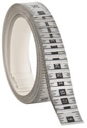 Made in USA - 48 Ft. Long x 1 Inch Wide, 1/16 Inch Graduation, Silver, Mylar Adhesive Tape Measure - Reads Right to Left, Horizontal Scale - Caliber Tooling