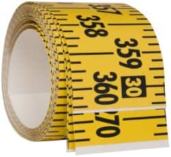 Made in USA - 30 Ft. Long x 3 Inch Wide, 1/4 Inch Graduation, Yellow, Mylar Adhesive Tape Measure - Reads Left to Right, Horizontal Scale - Caliber Tooling