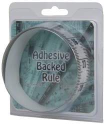 Made in USA - 6 Ft. Long x 1-1/4 Inch Wide, 1/16 Inch Graduation, Clear, Mylar Adhesive Tape Measure - Reads Top to Bottom, Vertical Rules - Caliber Tooling