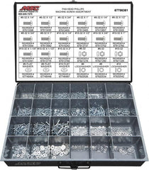 Value Collection - 1,200 Piece, #6-32 to #10-32, Steel Machine Screw Assortment - Pan Head, Phillips Drive, 1/4 to 2" Long, Grade 2 - Caliber Tooling