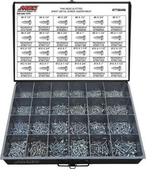 Value Collection - 2,000 Piece, #4x1/4 to #10 x 1-1/4, Steel Sheet Metal Screw Assortment - Pan Head, Slotted Drive, 1/4 to 1-1/2" Long, Grade 2 - Caliber Tooling