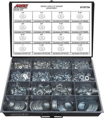 Value Collection - 1840 Piece, 1/4 to 1-1/2" Screw, Grade 2 Steel SAE Flat Washer Assortment - Includes 1/4 to 1-1/2" Screw & Compartmented Storage Case - Caliber Tooling