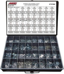 Value Collection - 2550 Piece, No. 6, 3/4" Screw, Grade 2 Steel External & Internal Tooth Lock Washer Assortment - Includes 1/4 to 12" Screw & Compartmented Storage Case - Caliber Tooling