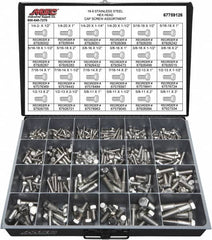 Value Collection - 375 Piece Stainless Steel Hex Head Cap Screws - 1/4-20 to 5/8-11 Thread, 18-8 - Caliber Tooling