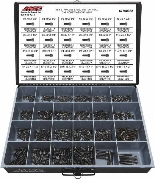 Value Collection - 690 Piece Alloy Steel Socket Head Cap Screws - #4-40 to 5/16-18 Thread - Caliber Tooling