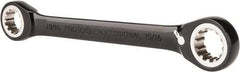 Proto - 13/16" x 15/16" 12 Point Spline Reversible Ratcheting Box Wrench - Double End, 1-13/16" Head Diam x 1/4" Head Thickness, 10-1/4" OAL, Steel, Black Chrome Finish - Caliber Tooling